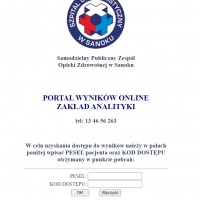 zrzut strony internetowej wyniki.zozsanok.pl